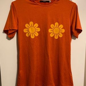 Orange and yellow shirt, size small, elastic material
